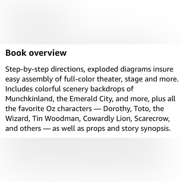 NWT The Wizard Of OZ Toy Theater Cut & Assemble Full Color Characters & Scenery - Picture 2 of 15